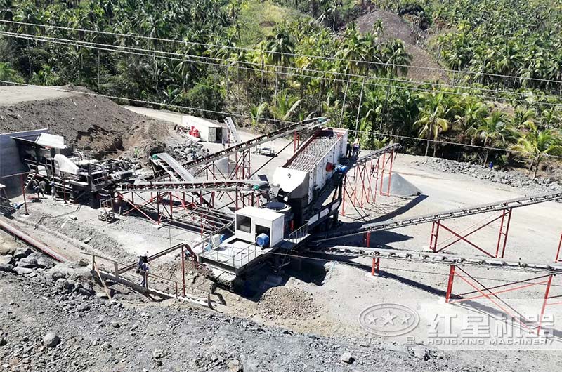 客戶移動顎破+移動圓錐破工作現場